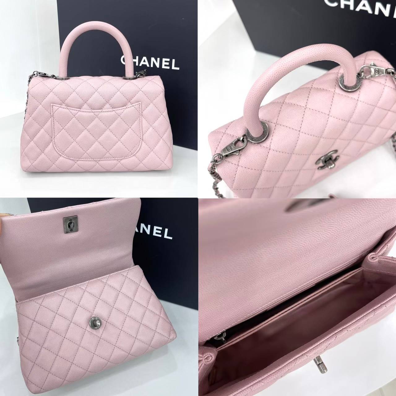 Chanel coco 9.5 Baby Pink Cavair H23 สีชมพู