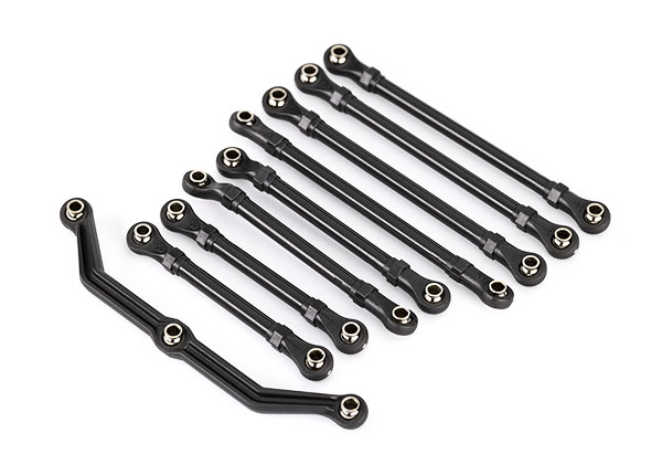 9842 Suspension link set, complete (front & rear) (includes steering link (1), front lower links (2), front upper links (2), rear links (4)) (assembled with hollow balls) (fits 1/18 scale vehicles with long wheelbase)