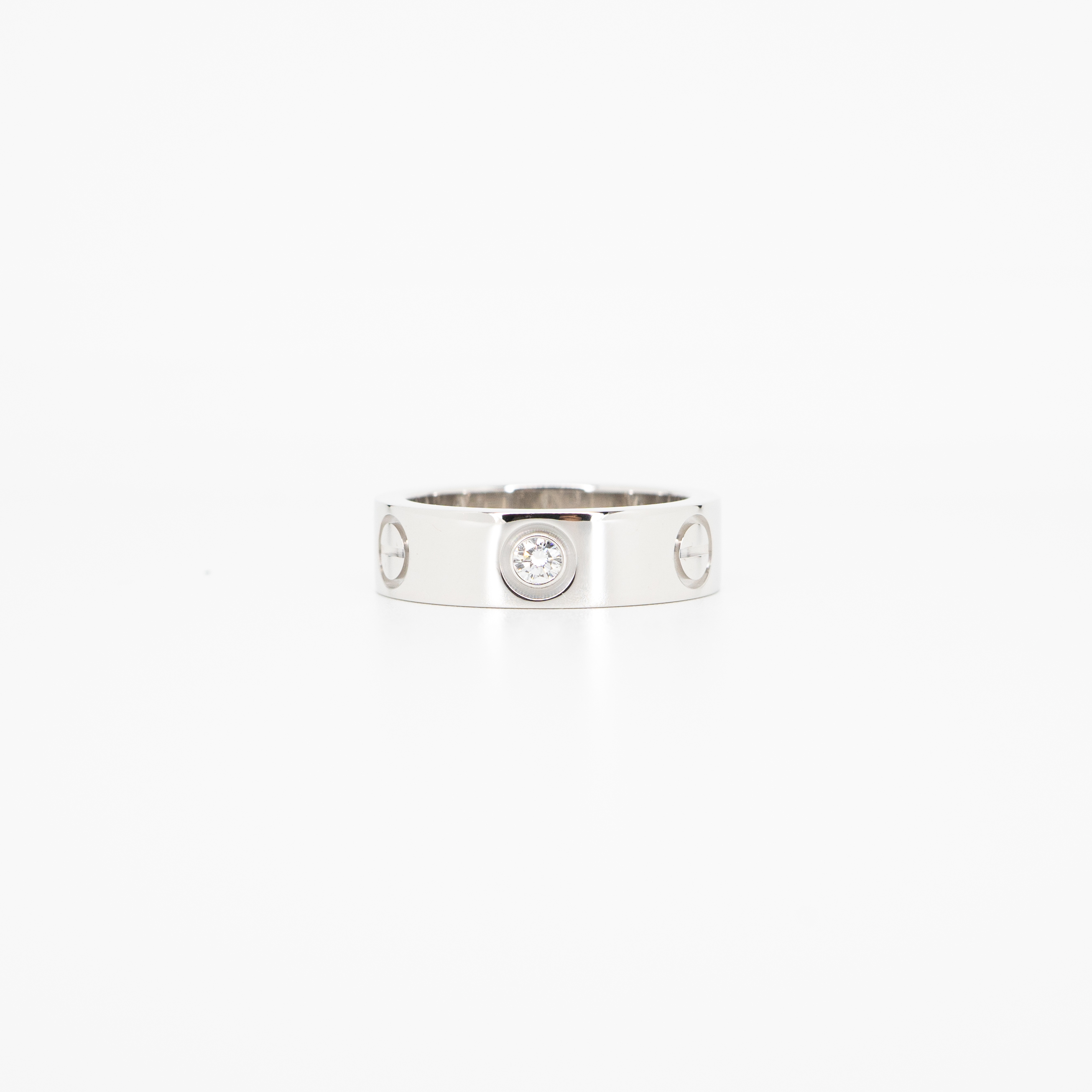 แหวน Cartier Love 3Diamonds Ring ทองขาว18K ไซส์ 51# (Used)