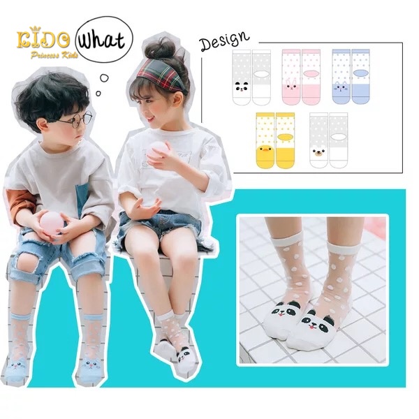 ถุงเท้าเด็ก(มีหน้าร้านอยู่รัชดา)SC626 ถุงเท้าซีทรูเด็ก หน้ากระต่ายสีชมพู ลายจุด