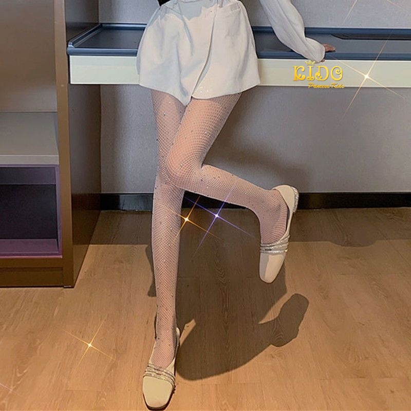 ถุงน่องตาข่ายเด็ก(หน้าร้านอยู่รัชดา)แบบไม่มีเพชร และมีเพชร L204 สีขาว สวยหรูดูแพงมาก