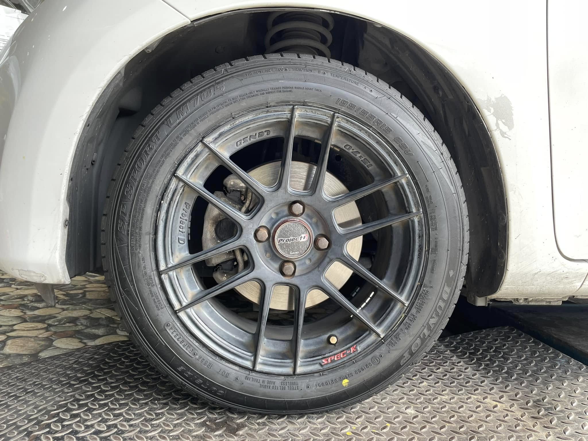 🛞❤️ #HONDA_JAZZ 🚘เปลี่ยนยาง 🛞🐘#DUNLOP_LM705_195/55R15 ❤️ 🛞 #บริการตั้งศูนย์ล้อ🛠