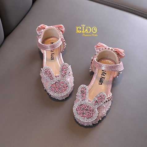 รองเท้าออกงานเด็ก(หน้าร้านอยู่รัชดา ลองได้)H136สีชมพู หน้ากระต่าย