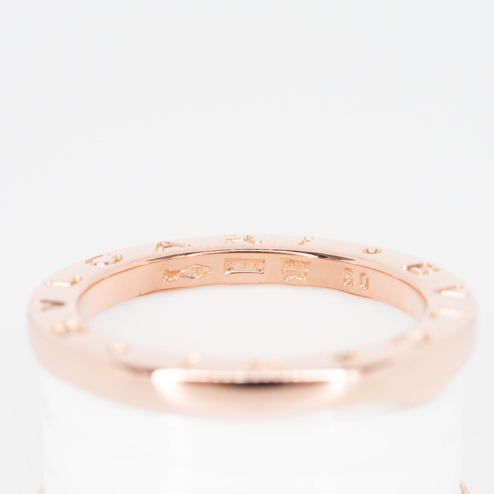 ** Hold k.pitchyy ** แหวน Bvlgari B.zero1 4band white ceramic ทองชมพู18K ไซส์ 50# (Used)