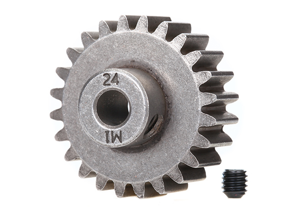 6496X Gear, 24-T pinion (1.0 metric pitch) (fits 5mm shaft)/ set screw (compatible with steel spur gears)