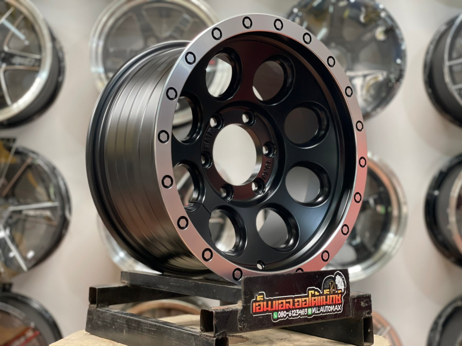 ล้อแม็กซ์ Emotion-R รุ่นMAX ล้อขอบ16 กว้าง8 ออฟ0 6รู139.7 สีดำด้านกลึงขอบ(MBD)