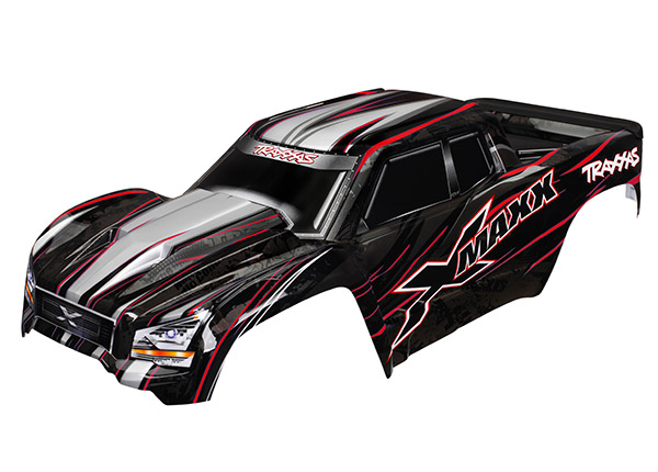 7711R Body, X-Maxx®, red (painted, decals applied) (assembled with front & rear body mounts, rear body support, and tailgate protector)