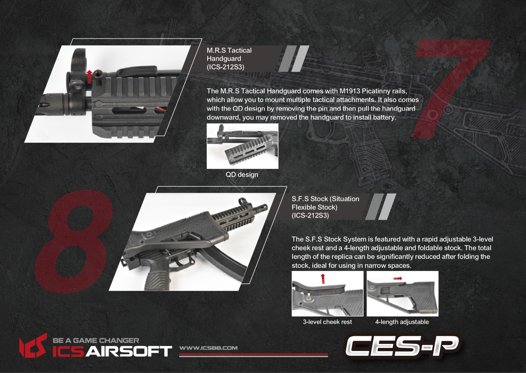 ICS-211S3II CES-P A5 S3 Retractable Stock