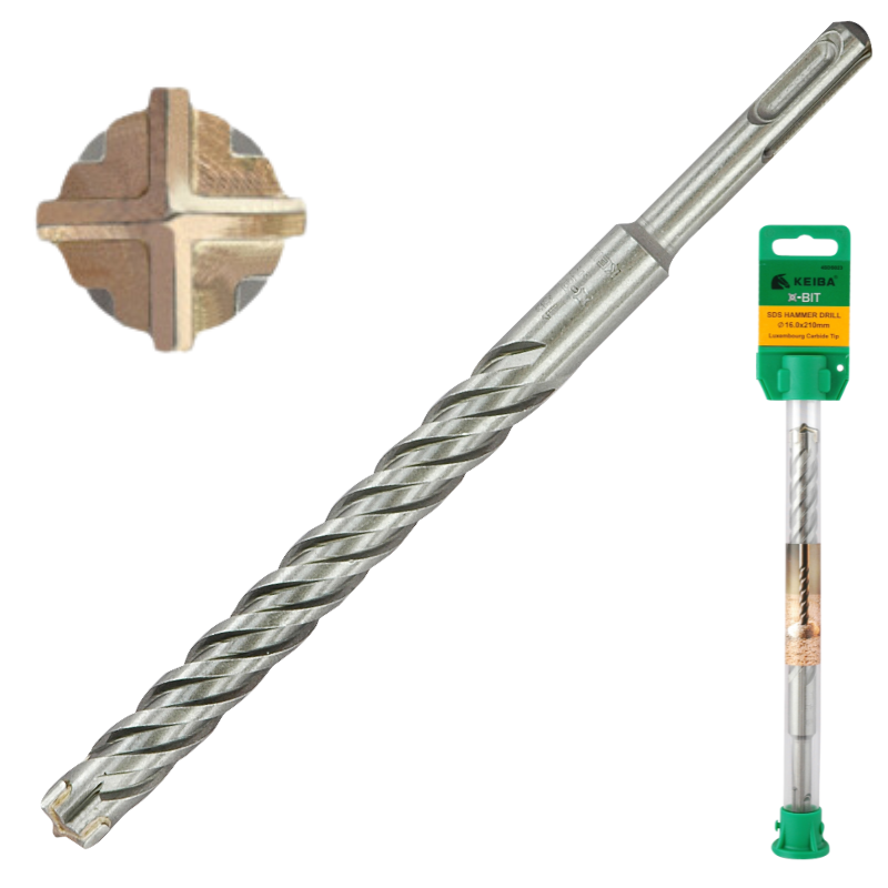 ดอกสว่านเจาะคอนกรีต X BIT 4 ฟัน SDS ขนาด 5 - 10 ยาว 110 mm. KEIBA