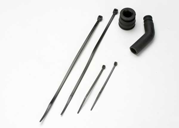 5245X Pipe coupler, molded (black)/ exhaust deflecter (rubber, black)/ cable ties, long (2)/ cable ties, short (2)