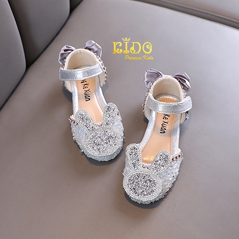 รองเท้าออกงานเด็ก(หน้าร้านอยู่รัชดาลองได้)H136สีเงิน หน้ากระต่าย
