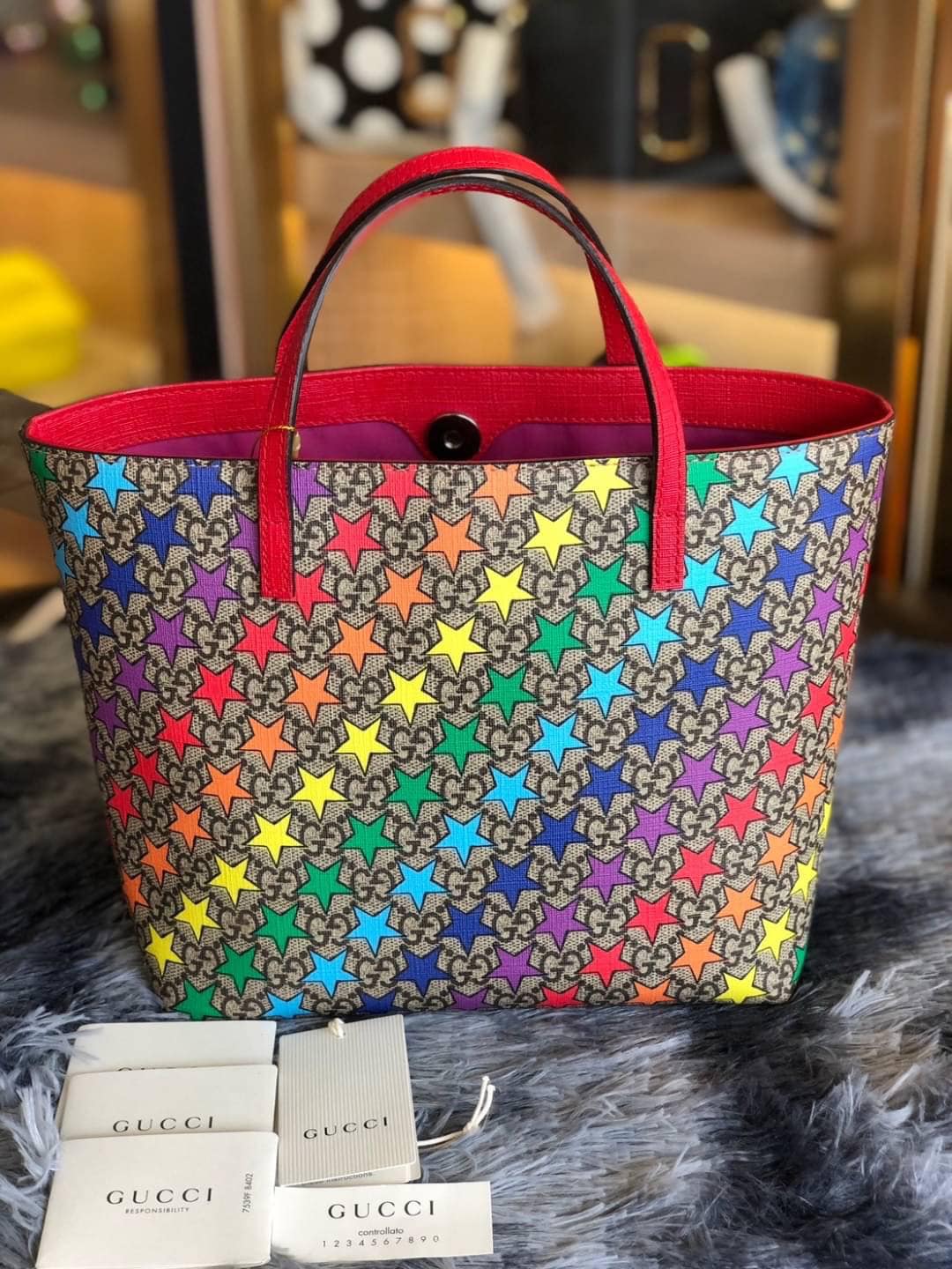 กระเป๋าGucci Rainbow Stars mini Tote Handbag Bag