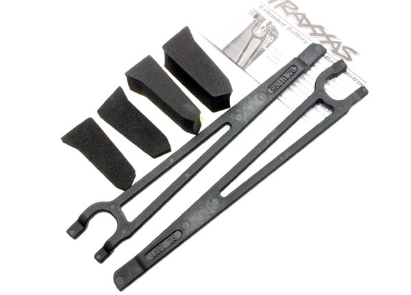 3927X Hold downs, battery, left & right (2)/ foam spacers (4) (allows for installation of taller, multi-cell batteries)