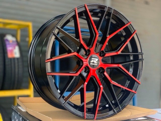 ล้อแม็กซ์ใหม่ขอบ17 กว้าง8 ออฟ35 Model S7 17x8 PCD 4x100 สีดำก้านกลึงขอบแดง ลายสวยหรู