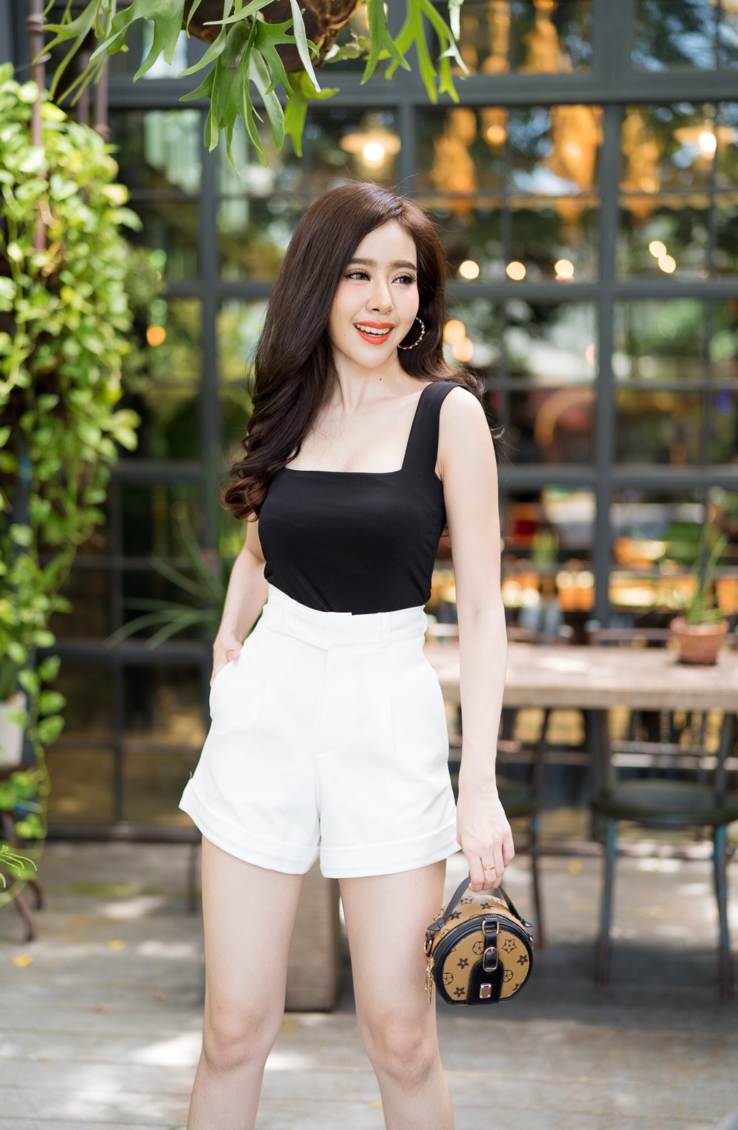 กางเกงขาสั้นเอวสูง ซิปหน้า เข็มขัดป้าย ผ้าดับเบิ้ล สวยมาก เก็บพุงอย่างเนียน สาว ๆ ใส่แล้วทรงสวย