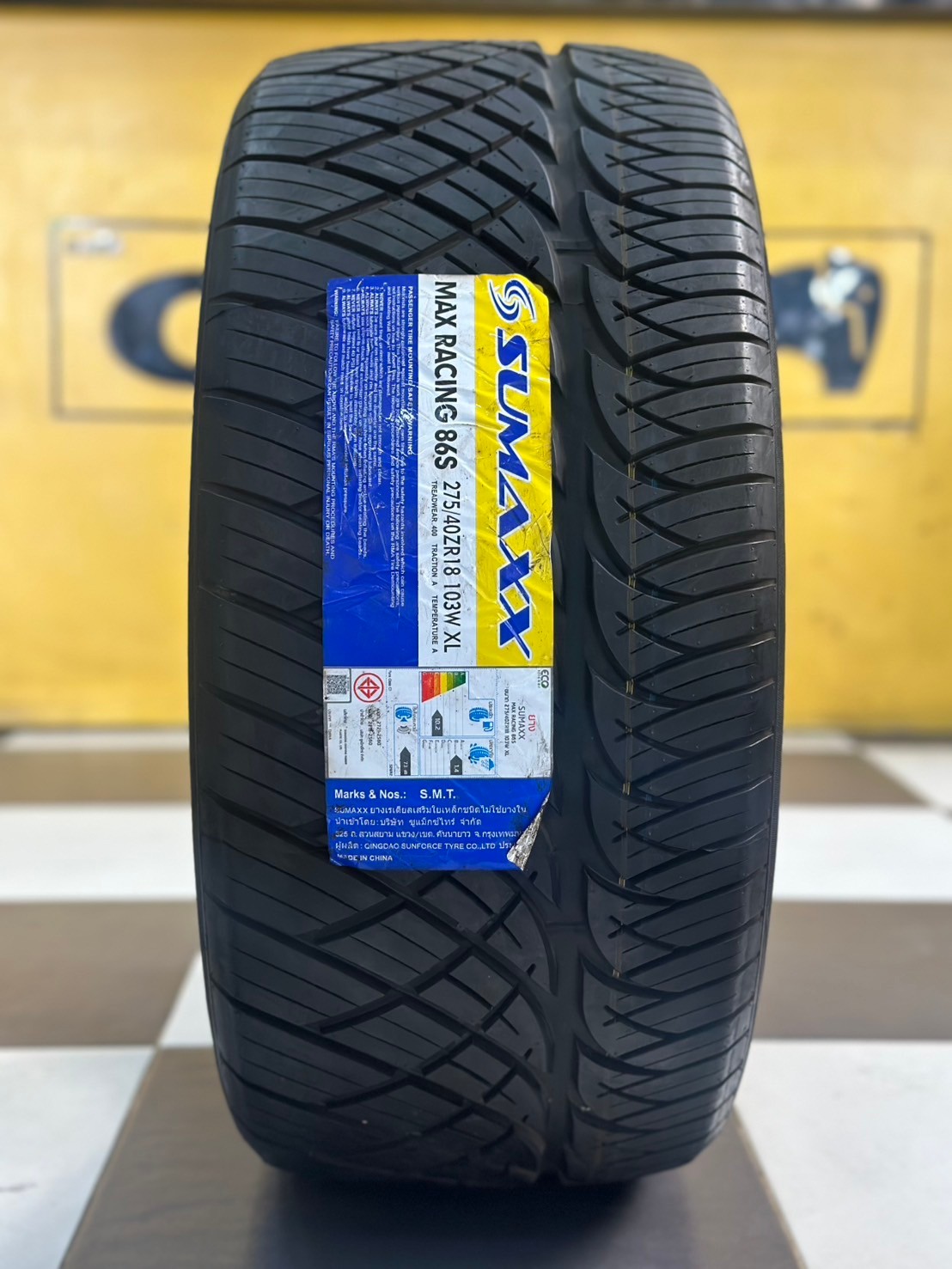ยางลายซิ่ง SUMAXX MAX RACING 86S 275/40R18 ยางใหม่ปี2020 (ยางจริงมี1 เส้น) เพียงเส้นละ1300บาท พร้อมติดตั้งฟรี