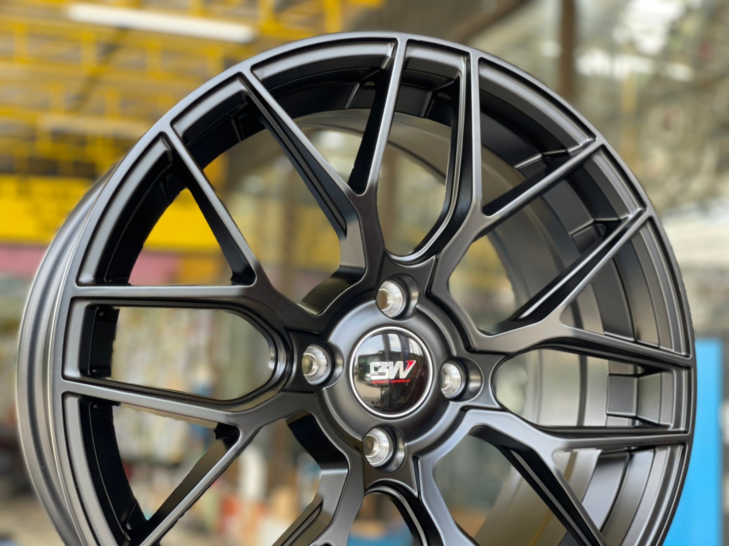 ล้อแม็กซ์ใหม่ขอบ16 BrightWheel กว้าง7 4รู100 ออฟ35 สีดำ ลายเขากวาง