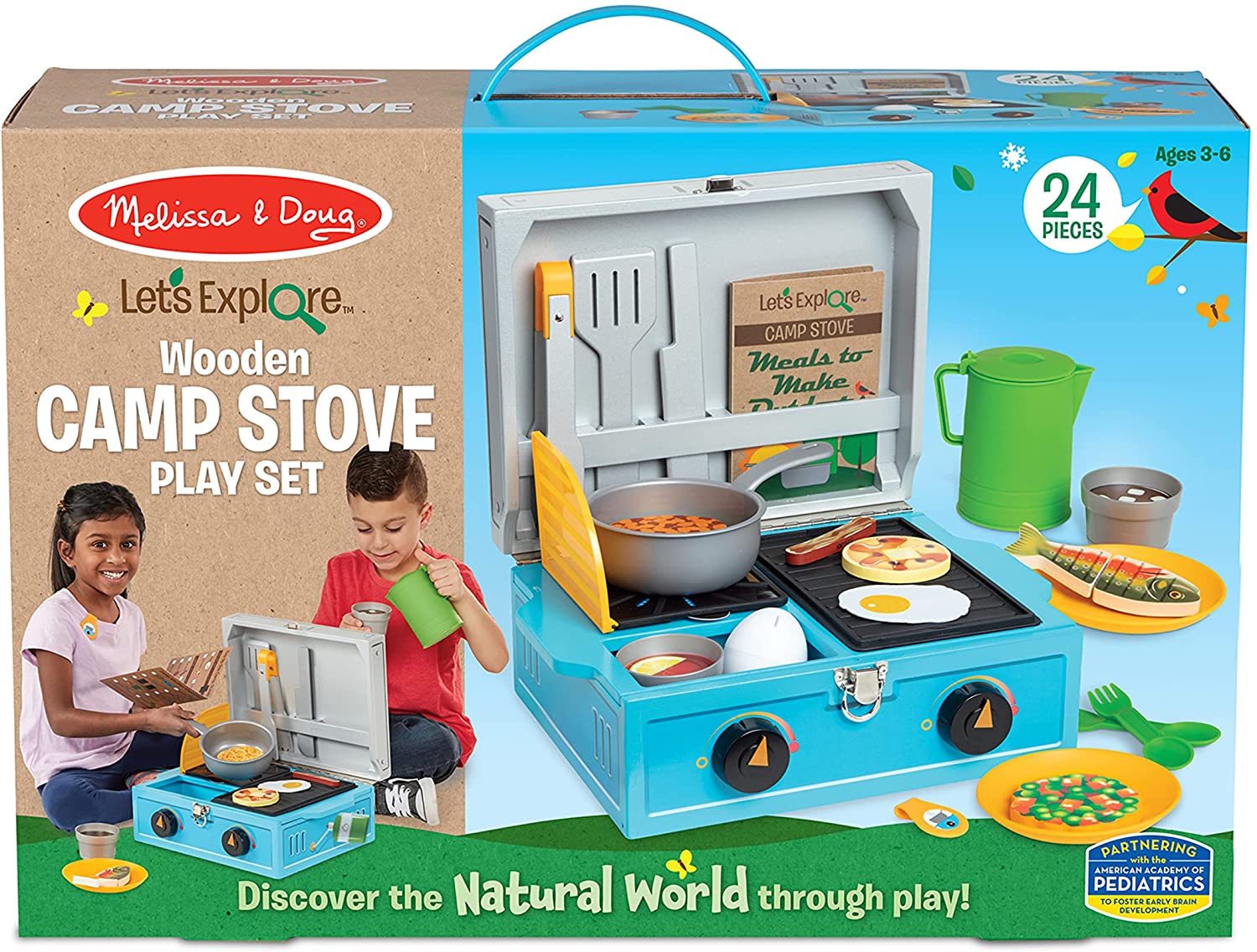 Melissa & Doug รุ่น 30804 เล่นแค้มปิ้ง ทำอาหารกลางแจ้ง Let's Explore Wooden Camp Stove Play Set อุปกรณ์เพียบ บทบาทสมมุติเหมือนจริง ของเล่น มาลิซ่า 3-6 ขวบ