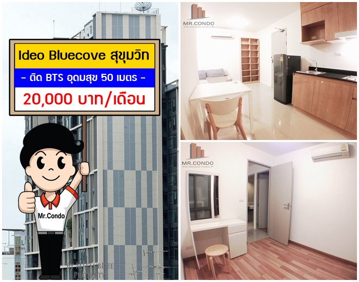 *ให้เช่า* Ideo Bluecove สุขุมวิท ห้องใหญ่ แต่งครบ เงียบสงบ ทำเลดี ติด BTS อุดมสุข เพียง 50m.