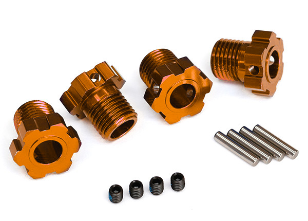 8654A Wheel hubs, splined, 17mm (orange-anodized) (4)/ 4x5 GS (4)/ 3x14mm pin (4)