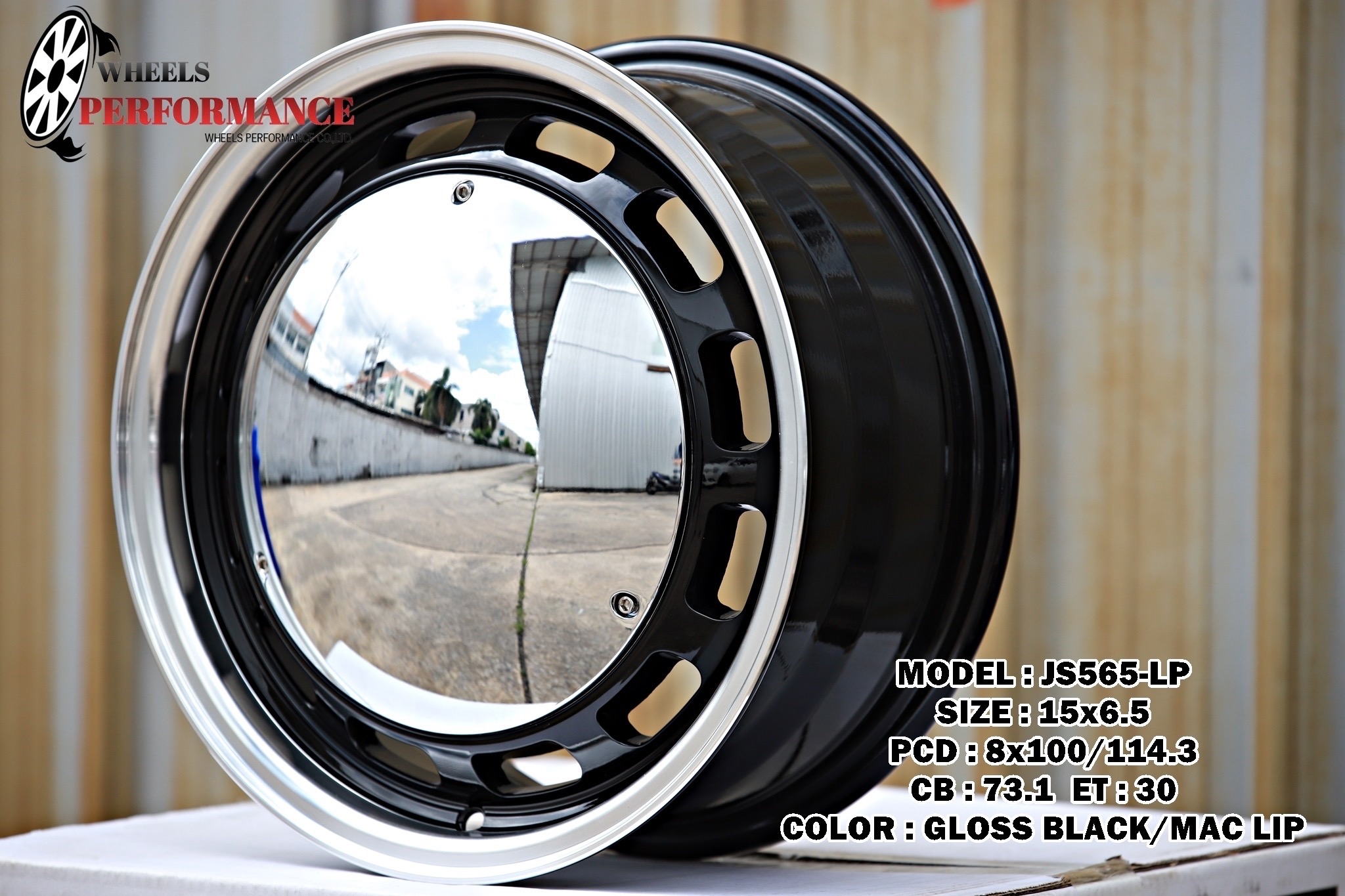 ล้อ หมูกระทะ ขอบสีขาว ปัดหน้าเงา WP038 15x6.5 ET30 8-100/114.3