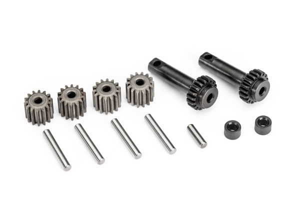 10782 Gear set, differential (output gears (2), output gear shaft (1), planetary gears (4), planetary gear shafts (4), differential spacers (2))