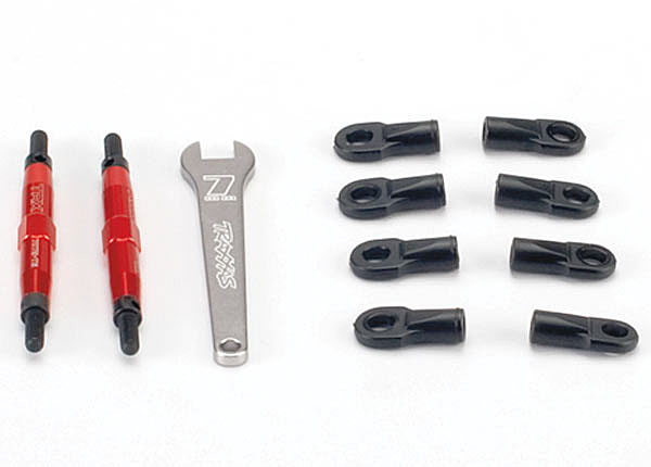 5938R Toe links, Slayer (Tubes 7075-T6 aluminum, red) (74mm, fits front or rear) (2)/ rod ends, rear (4)/ rod ends, front (4)/ wrench (1)