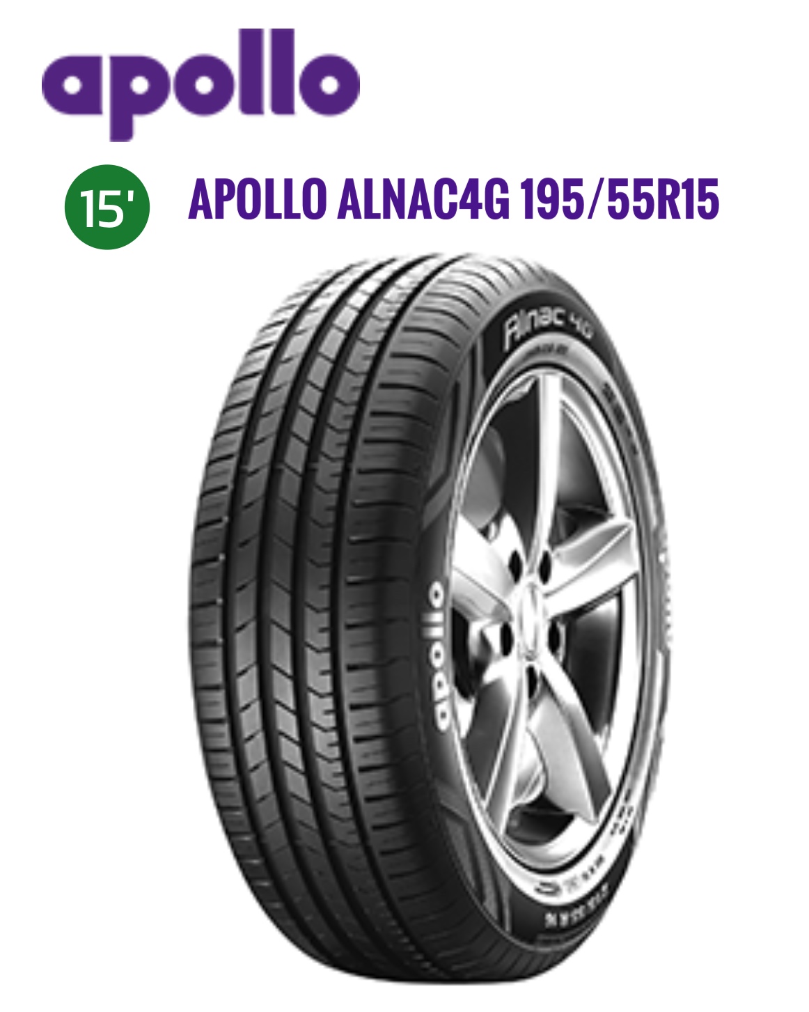 ยางใหม่ Apollo Alnec4G 195/55R15