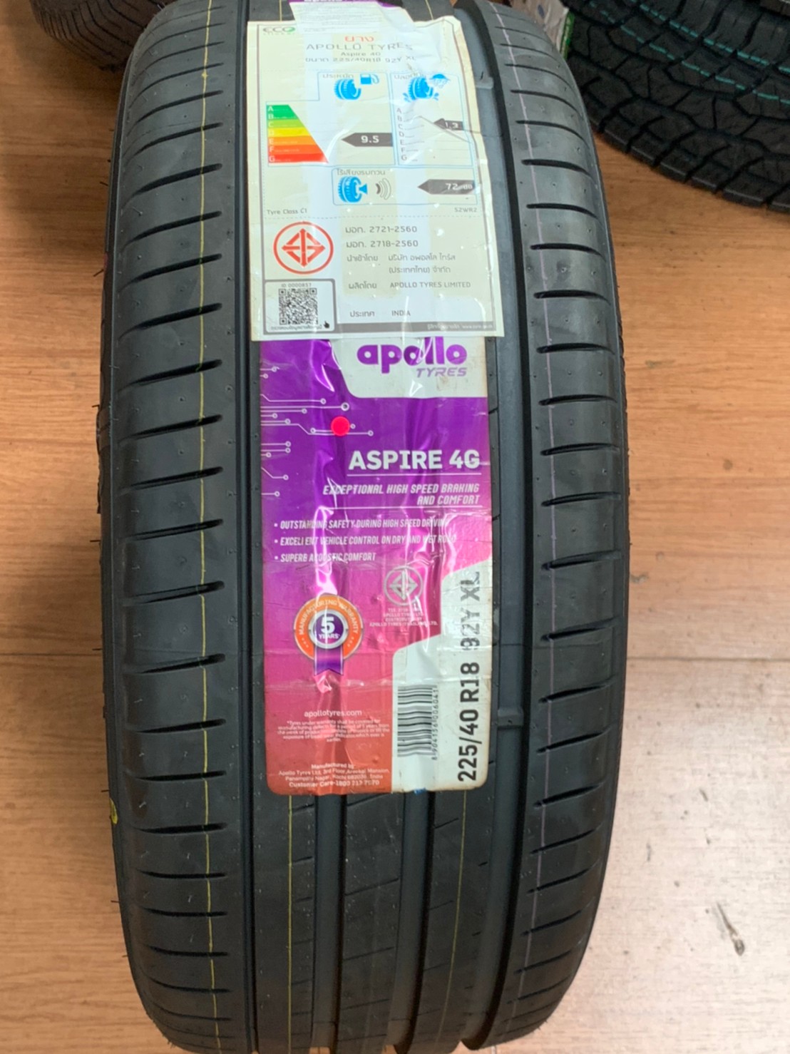 Apollo Aspire4G 225/40R18 ยางใหม่ปี2020 ยางสมรรถนะสูง คุณภาพดี