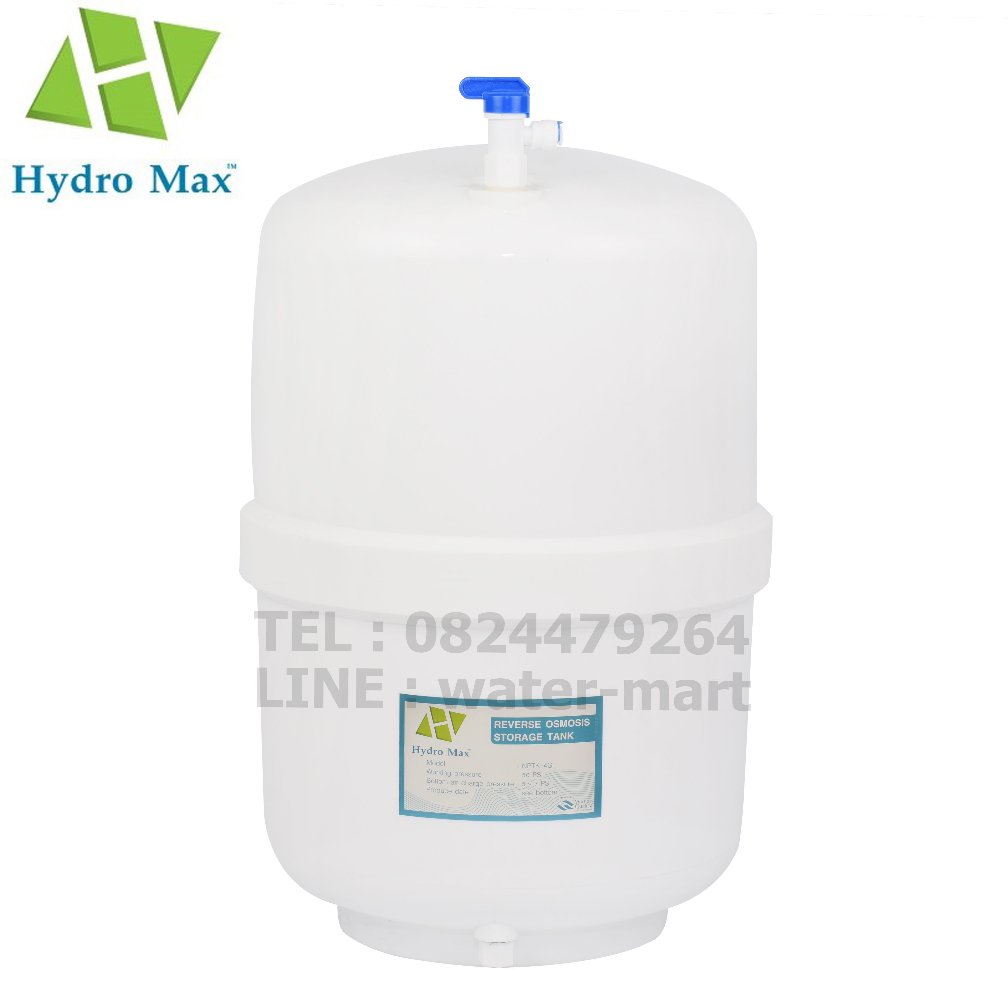 Plastic Fiber Pressure tank แท็งค์เก็บน้ำพลาสติกไฟเบอร์สำหรับเครื่องกรองน้ำระบบ RO ความจุ 4 แกลลอน