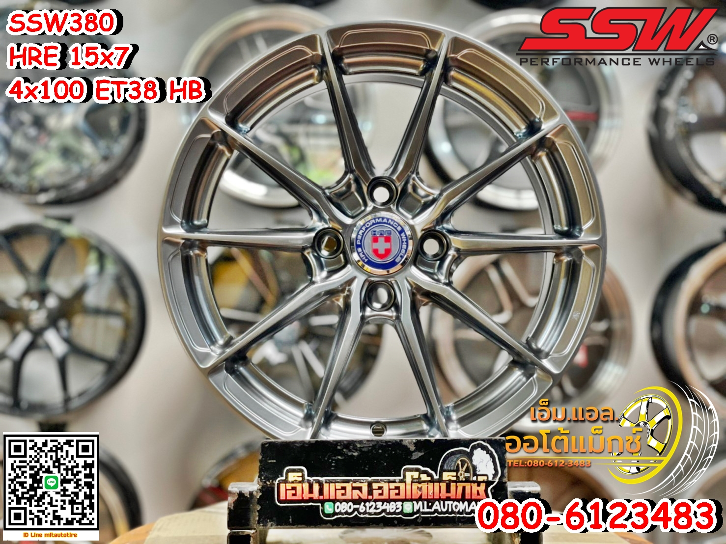 ล้อแม็กใหม่SSW Model380ขอบ15 สีไฮเปอร์แบล็ค งานStamford Sport Wheel