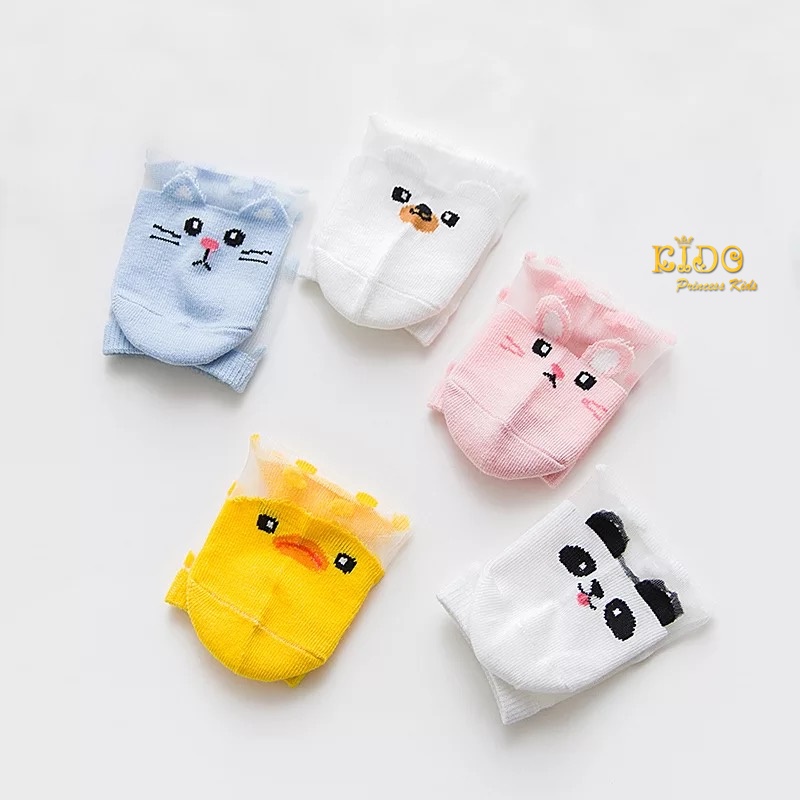 ถุงเท้าเด็ก(มีหน้าร้านอยู่รัชดา)SC626 ถุงเท้าซีทรูเด็ก หน้ากระต่ายสีชมพู ลายจุด