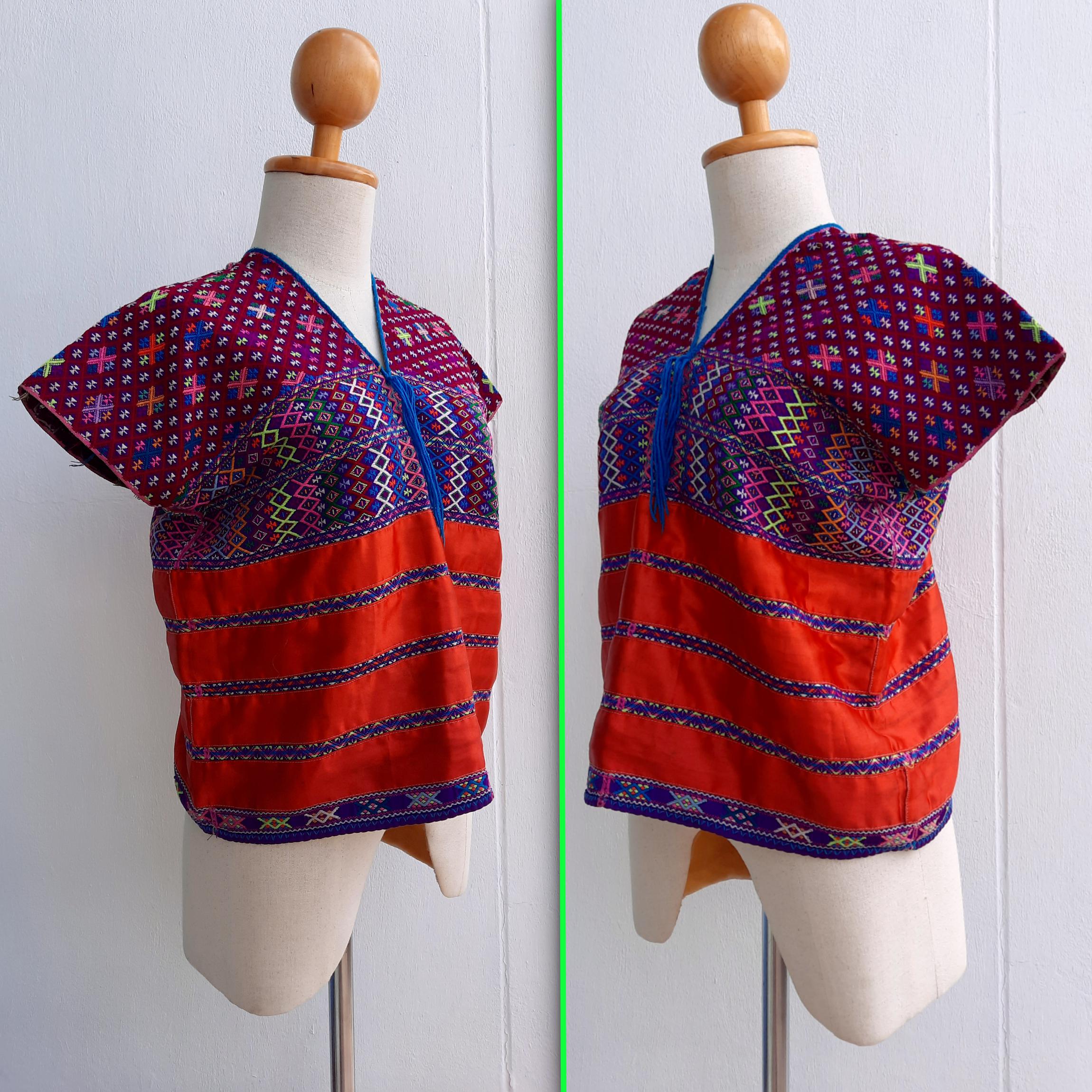 เสื้อทอมือชาวกะเหรี่ยงโปว โทนสีเปลือกมังคุด