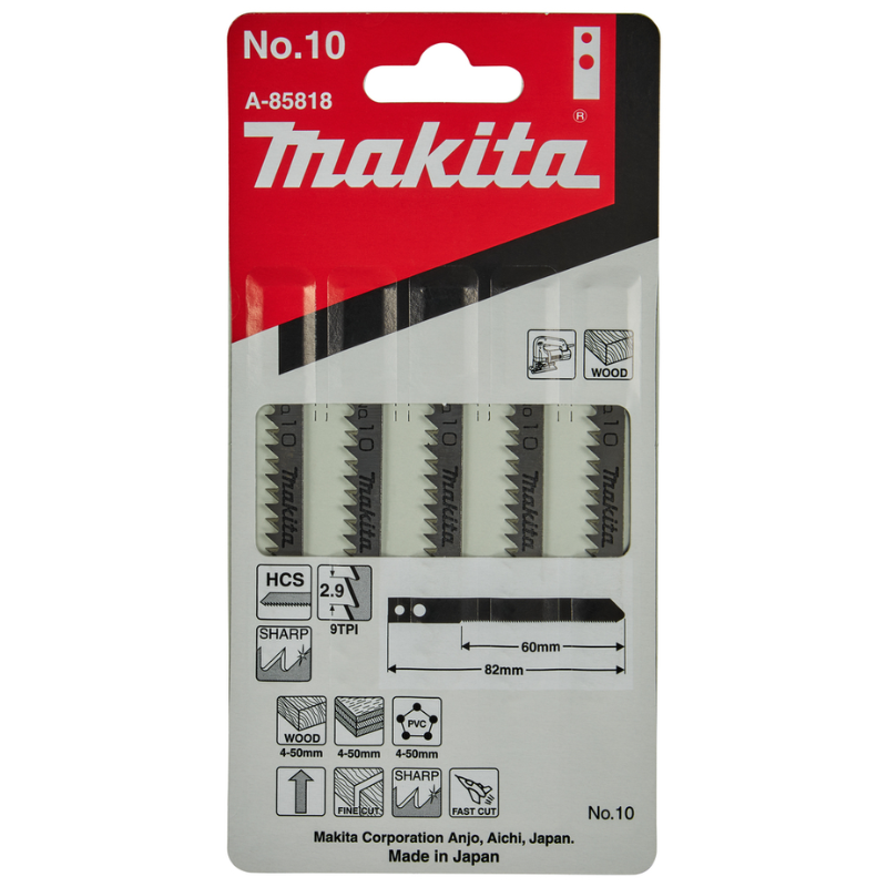 ใบเลื่อยจิ๊กซอว์ NO.10 สำหรับตัด (PVC,พลาสติก,ไม้) MAKITA