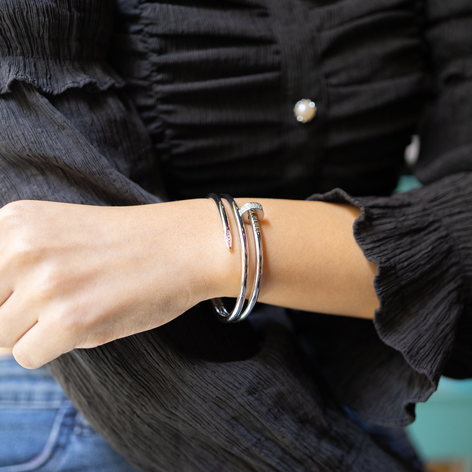 **Sold**กำไล Cartier Juste Un Clou Double Bracelet, Pave ทองขาว18K ไซส์16 (Used) +กล่องและการ์ด2021Shopไทย