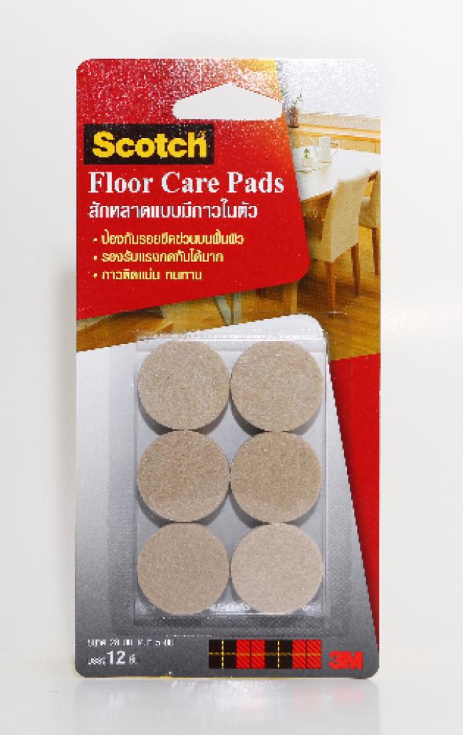 Scotch® Floor Care Circle Beige 28MM (12 PCS/CARD) สก๊อตซ์® สักหลาดรองขาโต๊ะ แบบมีกาวในตัว ขนาด 28 มม. สีเบจ (ทรงกลม)