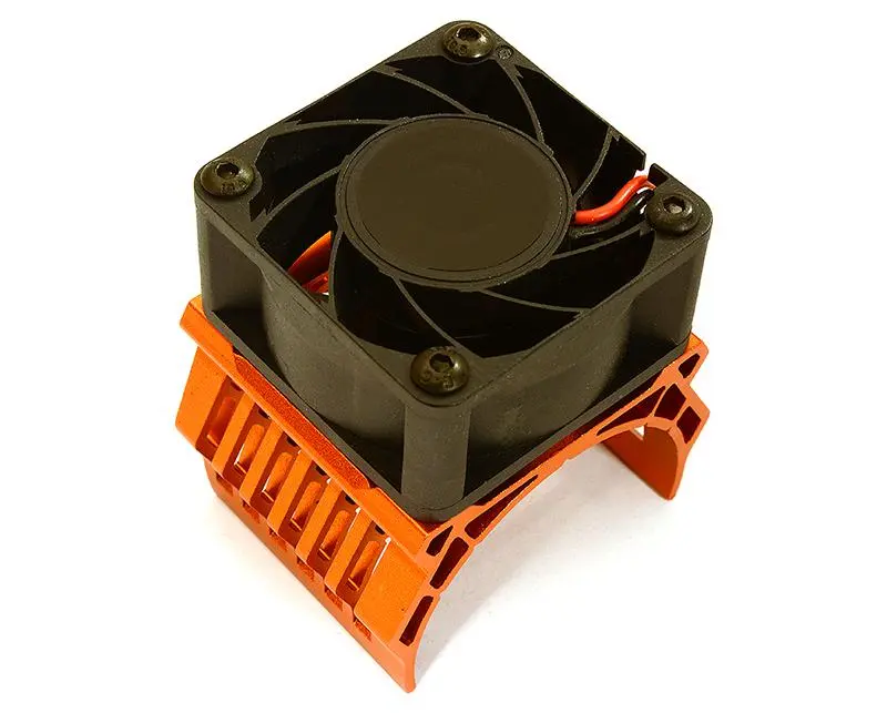 INT-C28604ORANGE 42mm Motor Heatsink+40x40mm Cooling Fan 17k rpm for 1/10 Summit & E-Revo