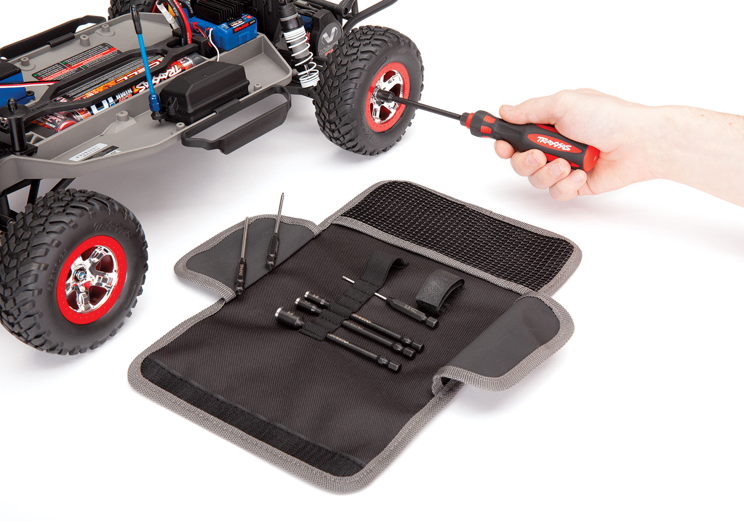 8712 Speed Bit Essentials Set, hex and nut driver, 7-piece, includes premium handle (medium), travel pouch, hex drivers (straight: 1.5mm, 2.0mm, 2.5mm) and nut drivers (5.0mm, 5.5mm, 7.0mm, and 8.0mm), 1/4” drive