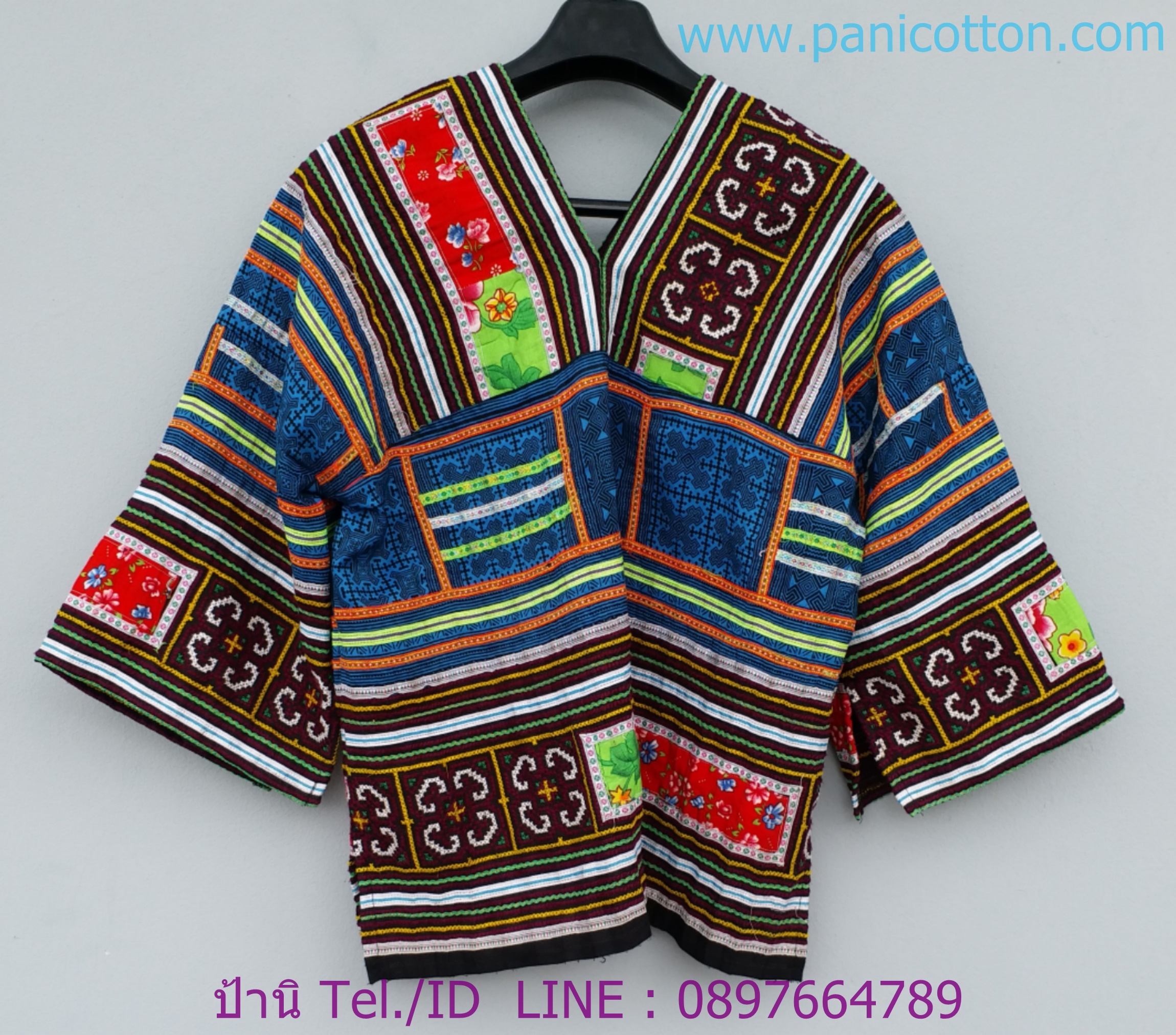 เสื้อแขน3ส่วน ลายชัด สีเปลือกมังคุด