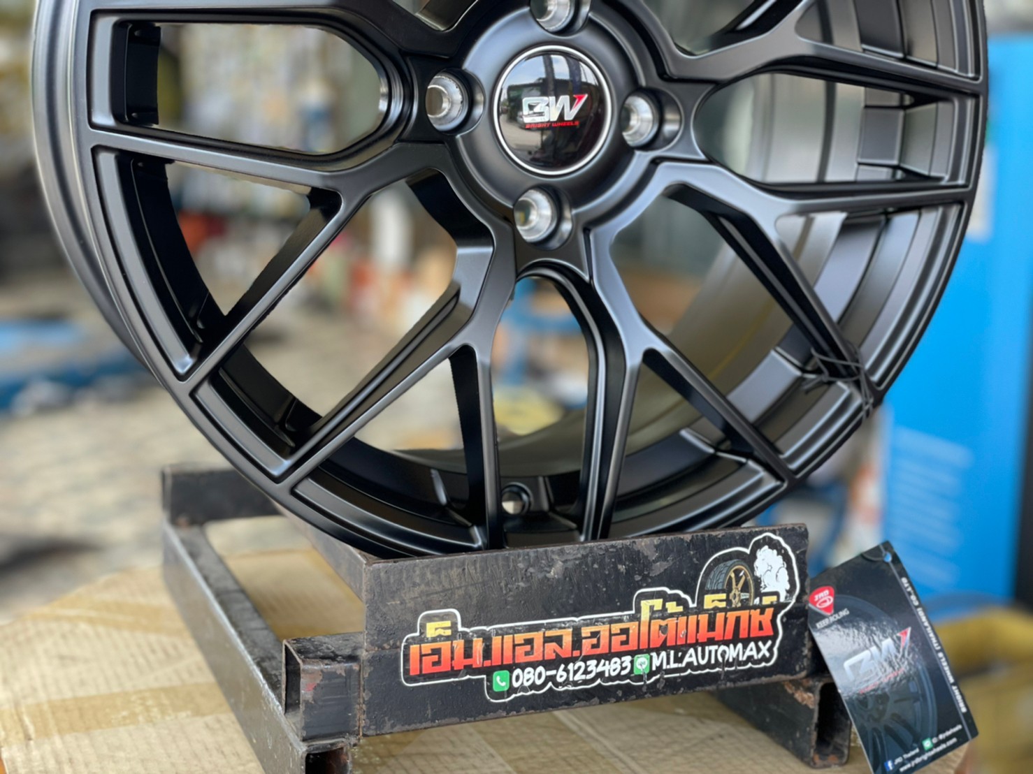 ล้อแม็กซ์ใหม่ขอบ16 BrightWheel กว้าง7 4รู100 ออฟ35 สีดำ ลายเขากวาง