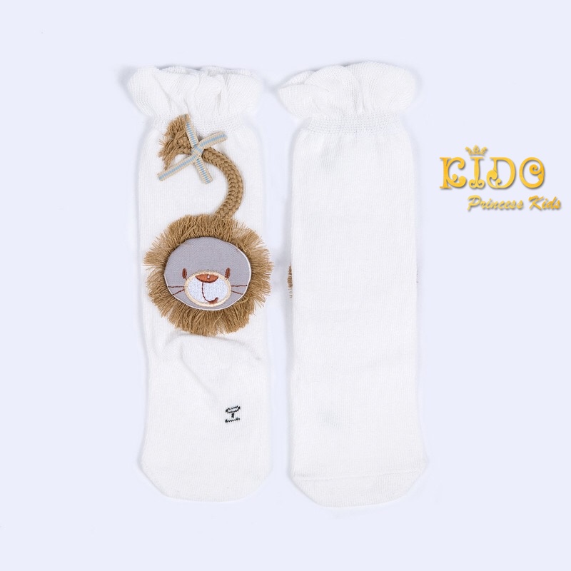 ถุงเท้าเด็ก(มีหน้าร้านอยู่รัชดา)M020 สีขาว ยาวถึงเข่ารูปสิงโตมีหางน่ารักไม่เหมือนใคร