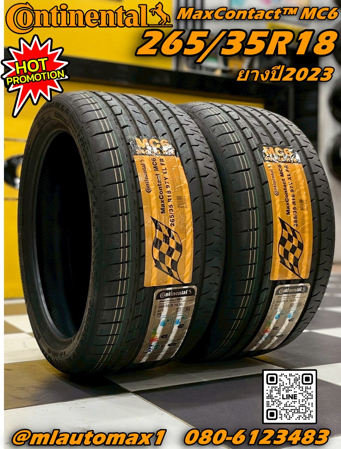 ยางใหม่ Continental MaxContact™ MC6 ขนาด 265/35R18 ยางใหม่ปี2023