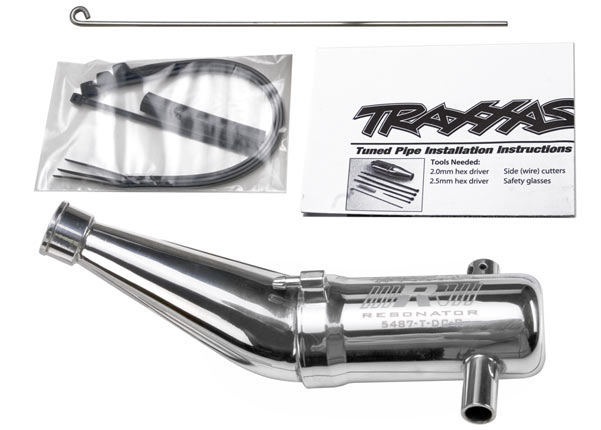 5487 Tuned pipe, Resonator, R.O.A.R. legal (aluminum, double-chamber) (fits Maxx vehicles with TRX Racing Engines)
