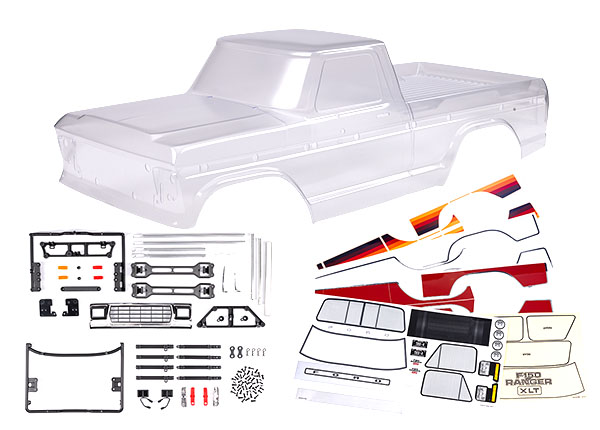 9230 Body, Ford F-150 (1979) (clear, requires painting)/ decals/ window masks (includes grille, side mirrors, door handles, windshield wipers, clipless mounting, hardware) (requires #9288 inner fenders) (roll bar sold separately; choose #9262 chrome, 9262R bla
