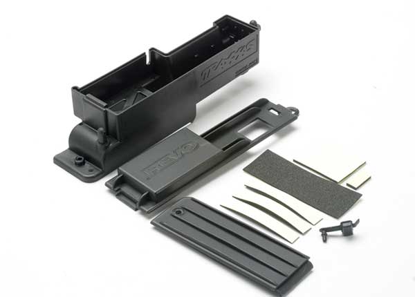 5324 Electronics box, right/ box cover/ charge jack plug (rubber)/ foam padding and adhesive