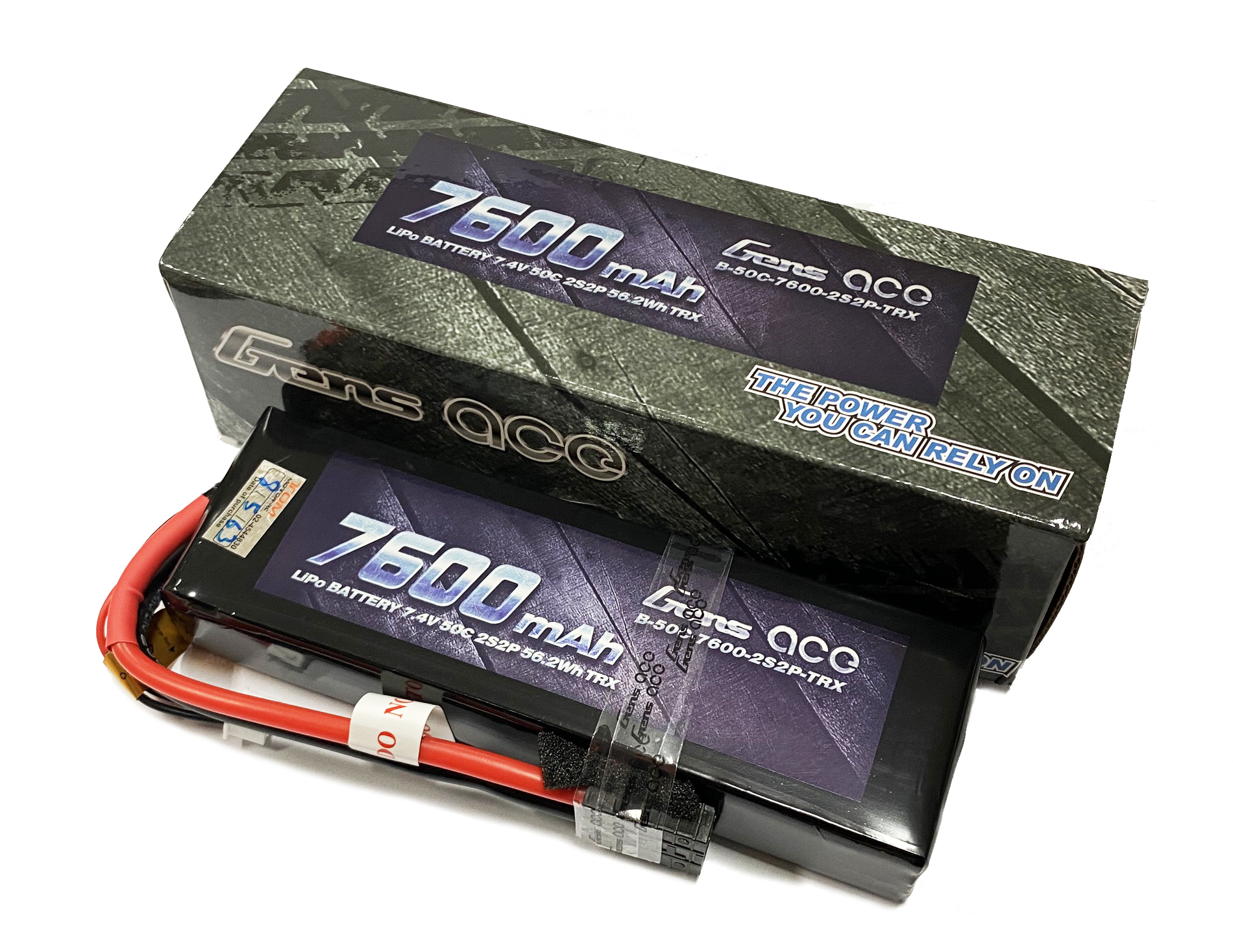 2S 7600mAh 50C GensLipo Gens Lipo 7600 mAh. 7.4V 2S 50C (ปลั๊กTRX)