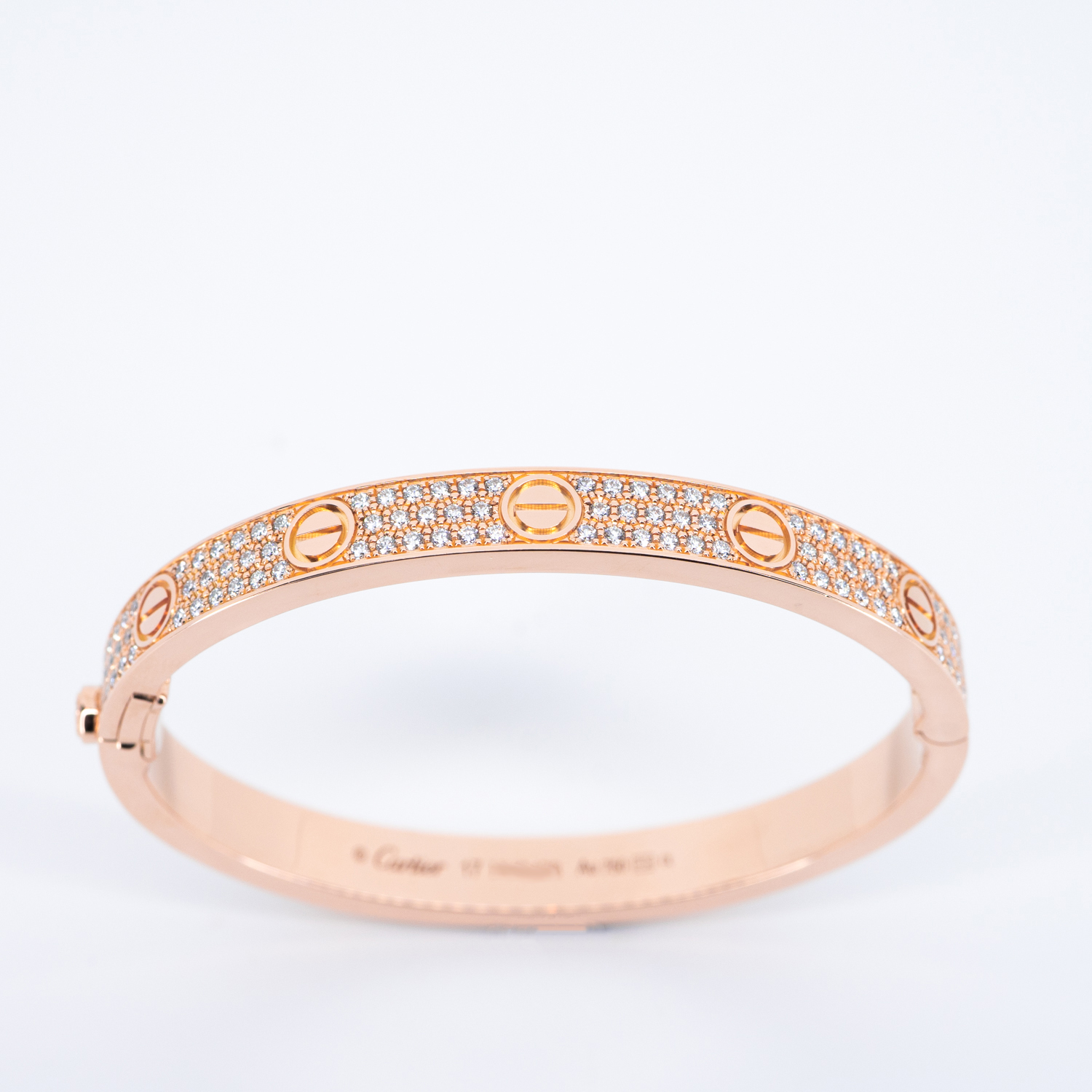 **Sold** กำไล Cartier Love Bracelet, Diamond-Paved ทองชมพู18K ไซส์17 (Used) +กล่องและการ์ด2020Shopไทย