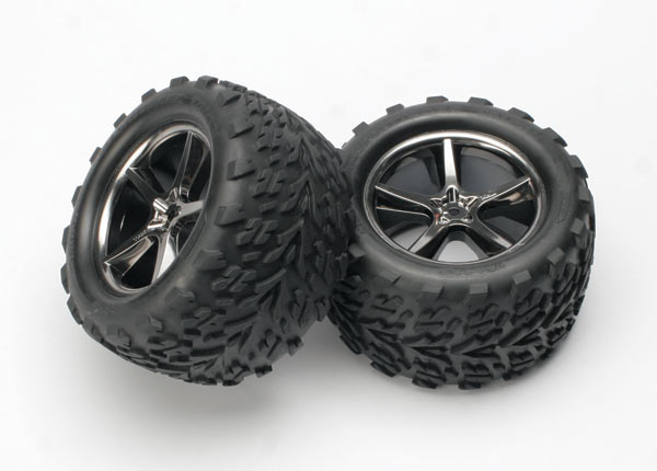 5374A Tires & wheels, assembled, glued (Gemini black chrome wheels, Talon tires, foam inserts) (2)