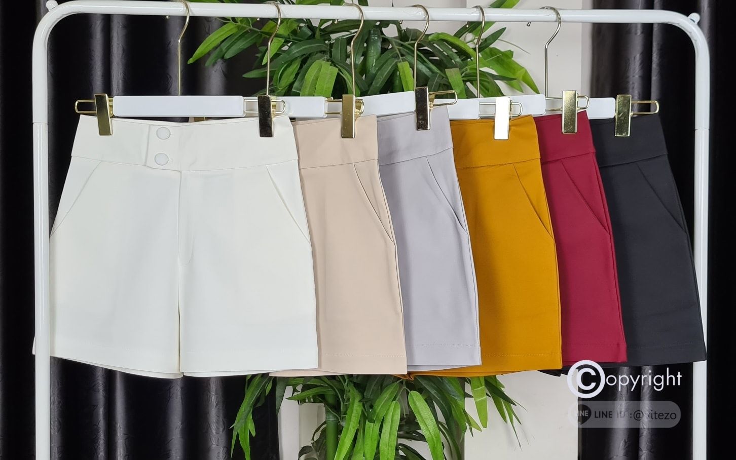 กางเกงขาสั้นเอวสูง ซิปหลัง ขอบเอวหลบ ผ้าดับเบิ้ล สวยมาก เก็บพุงอย่างเนียน สาว ๆ ใส่แล้วทรงสวย น่ารัก