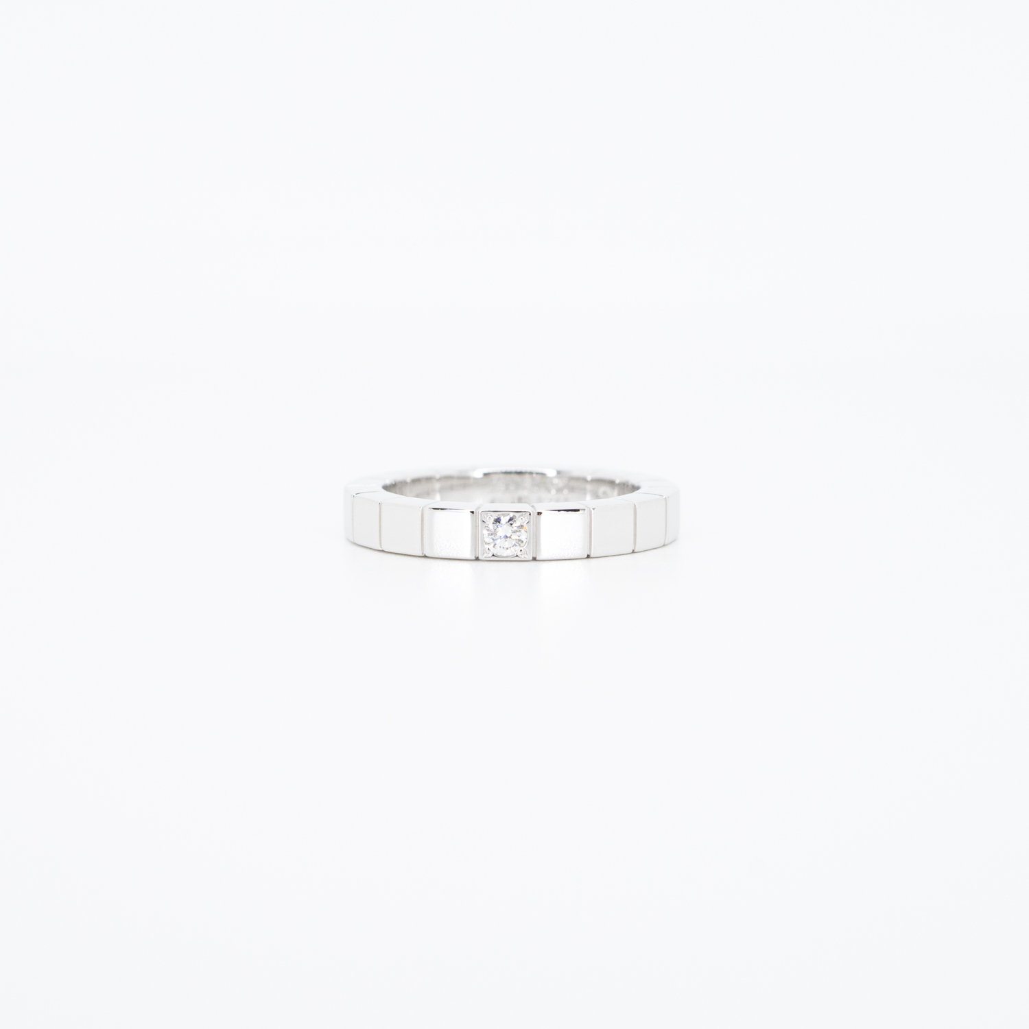 แหวน Cartier Lanieres 1diamond ทองขาว18K ไซส์ 47# (Used)